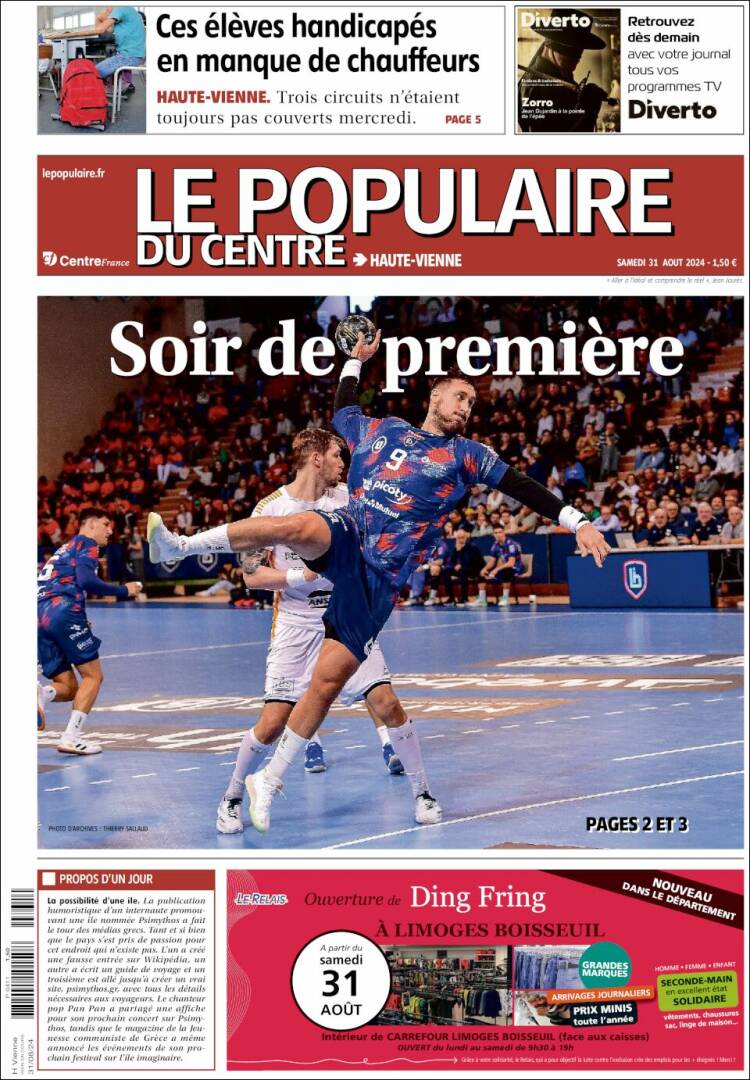 Portada de Le Populaire du Centre (Francia)