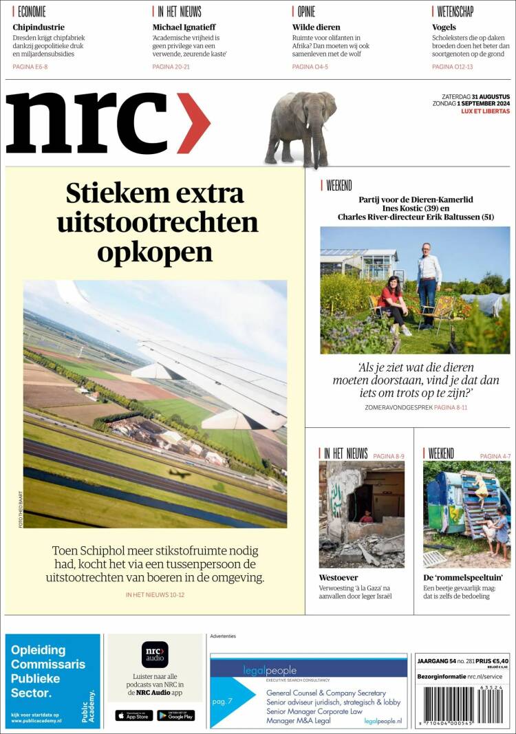 Portada de NRC Handelsblad (Pa&iacute;ses Bajos)