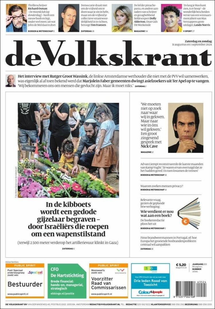 Portada de De Volkskrant (Pa&iacute;ses Bajos)