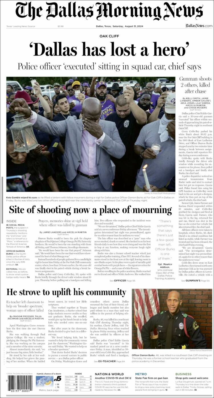 Portada de Dallas Morning News (USA)