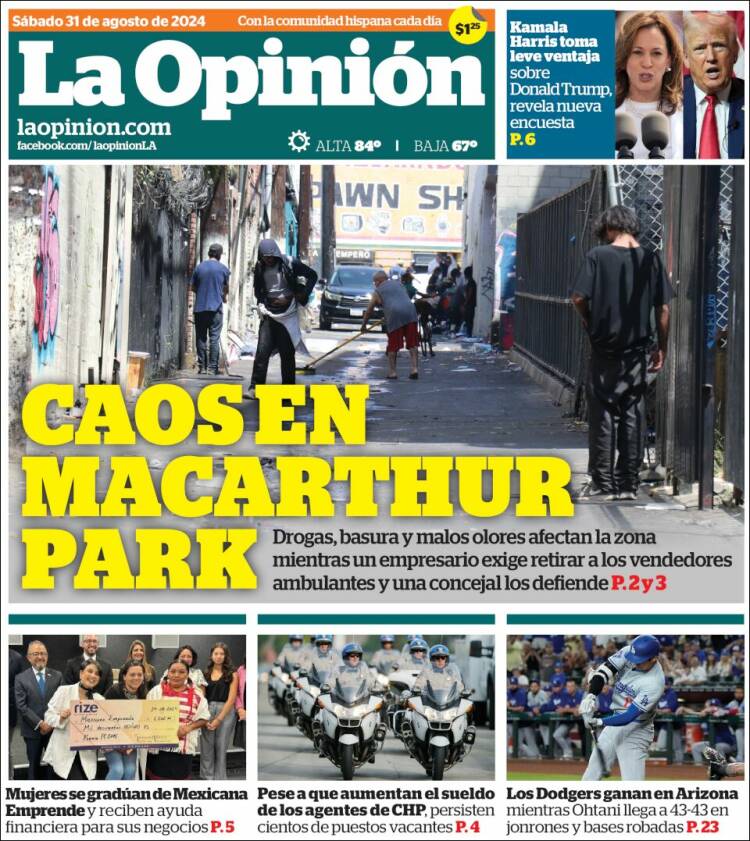Portada de La Opinión (USA)