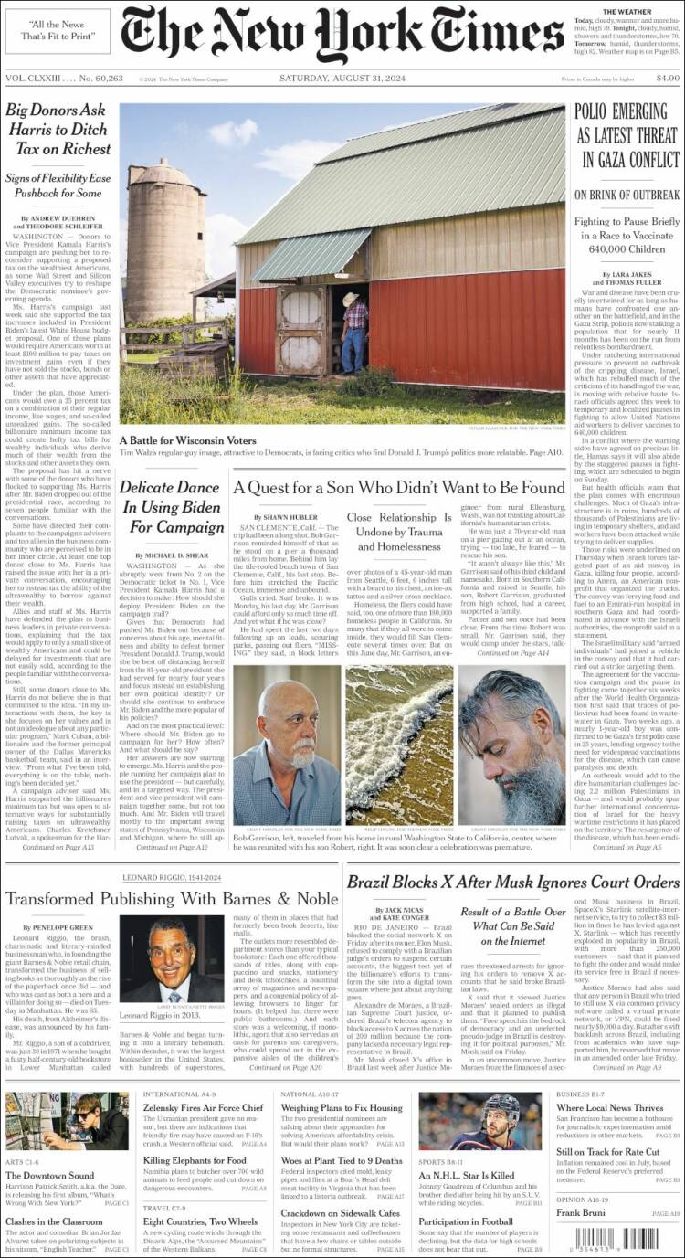 Portada de New York Times (USA)