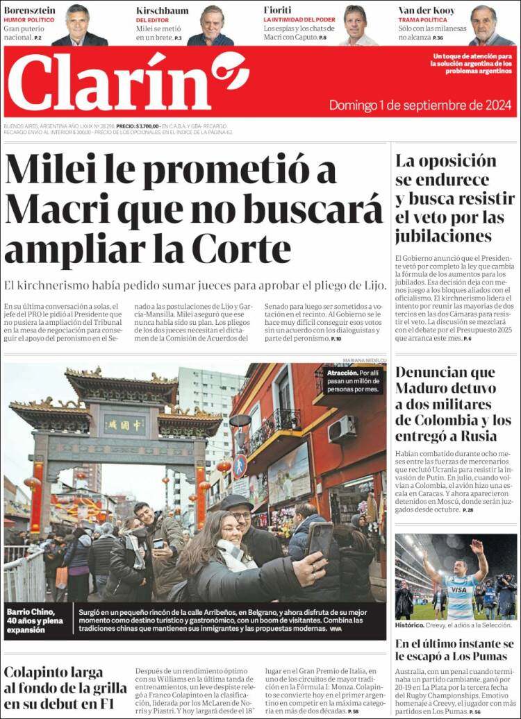 Portada de Clarín (Argentina)