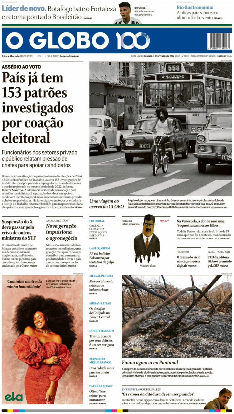 Portada de O Globo (Brasil)