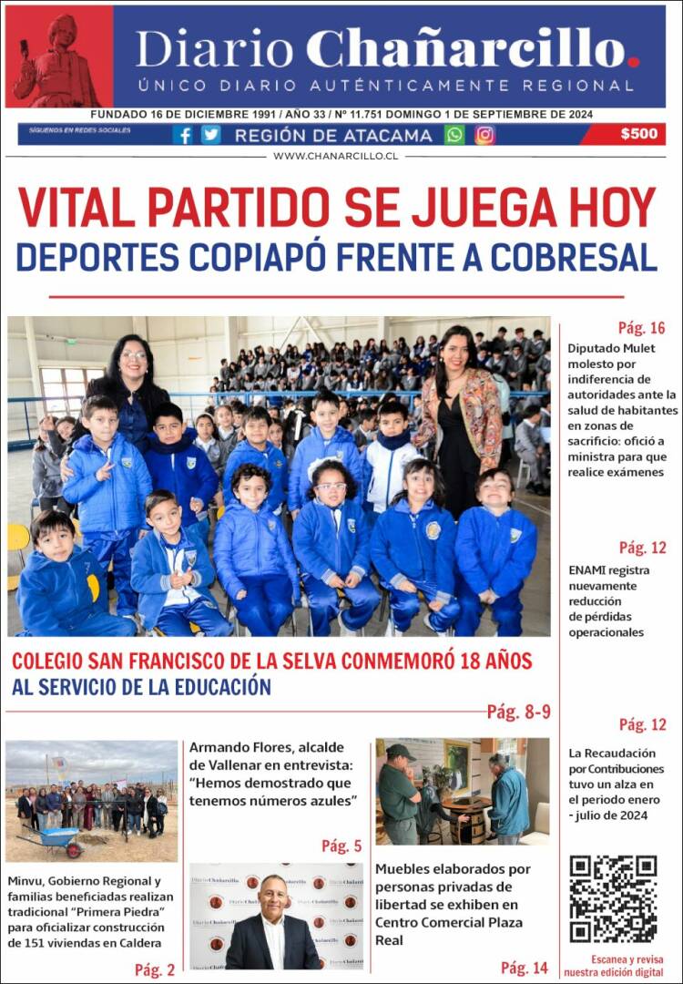 Portada de Diario Chañarcillo (Chile)