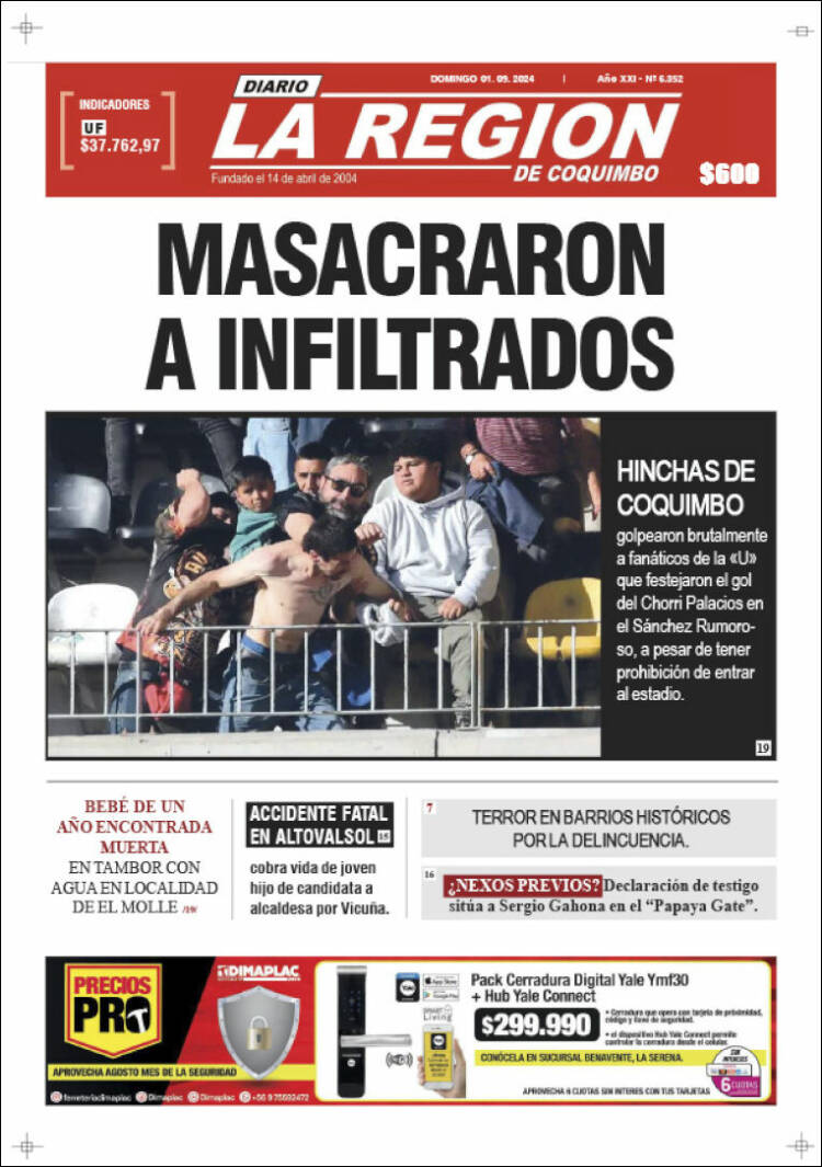 Portada de Diario La Región de Coquimbo (Chile)