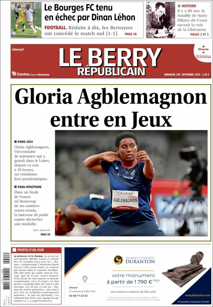 Portada de Berry Republicain (Francia)