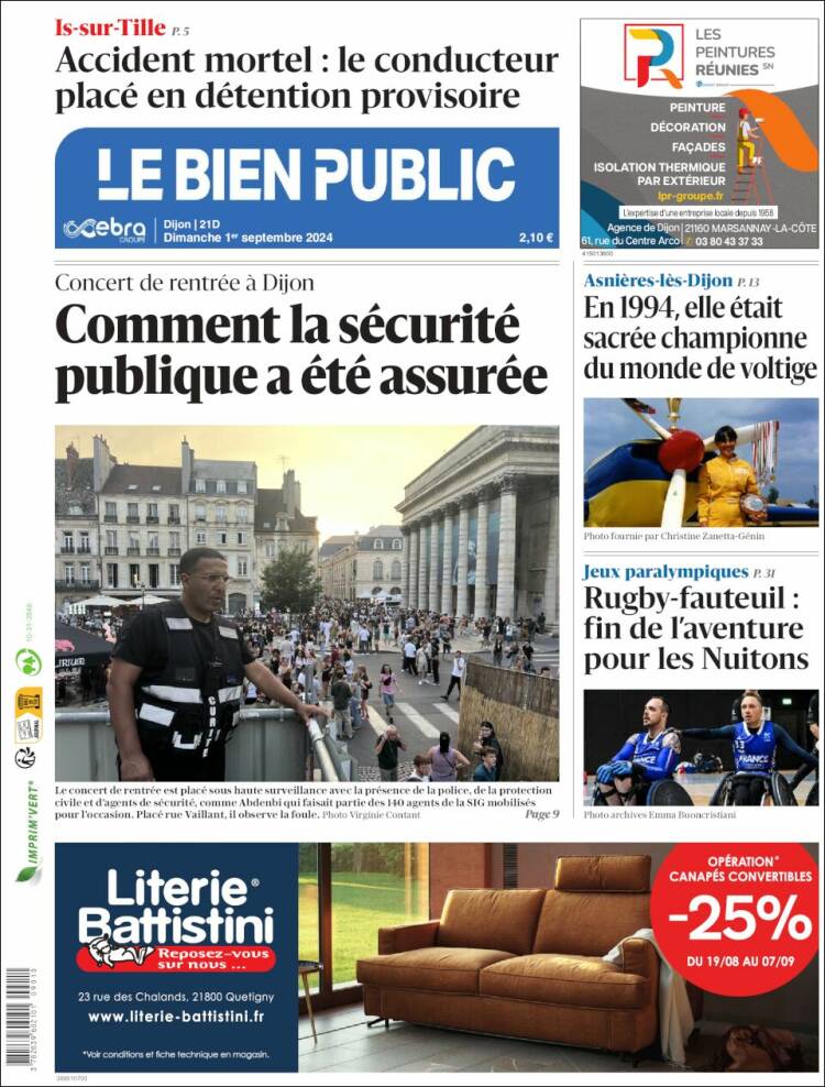 Portada de Le Bien Public (Francia)