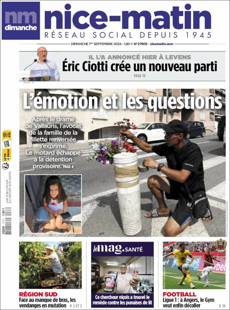 Portada de Nice-Matin (Francia)