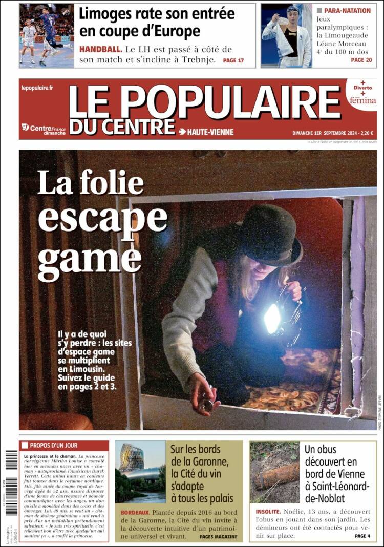 Portada de Le Populaire du Centre (Francia)