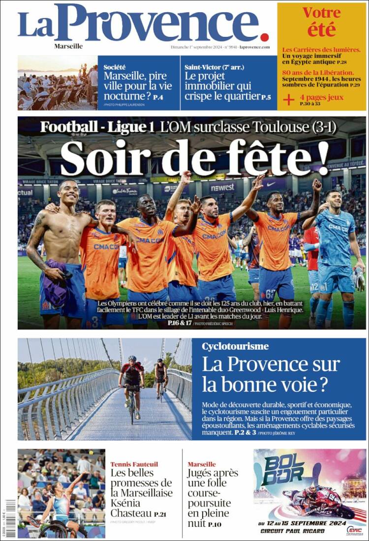 Portada de La Provence (Francia)