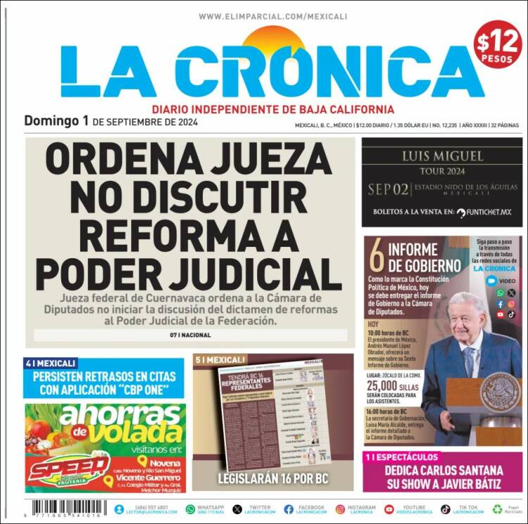 Portada de La Crónica de Baja California (México)
