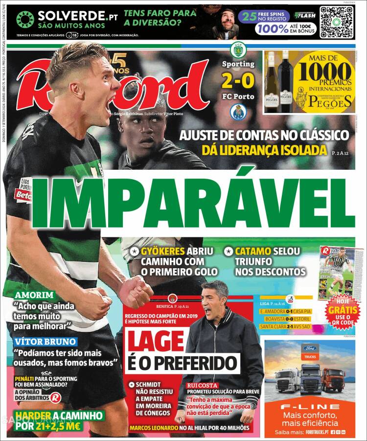 Portada de Jornal de Negócios (Portugal)