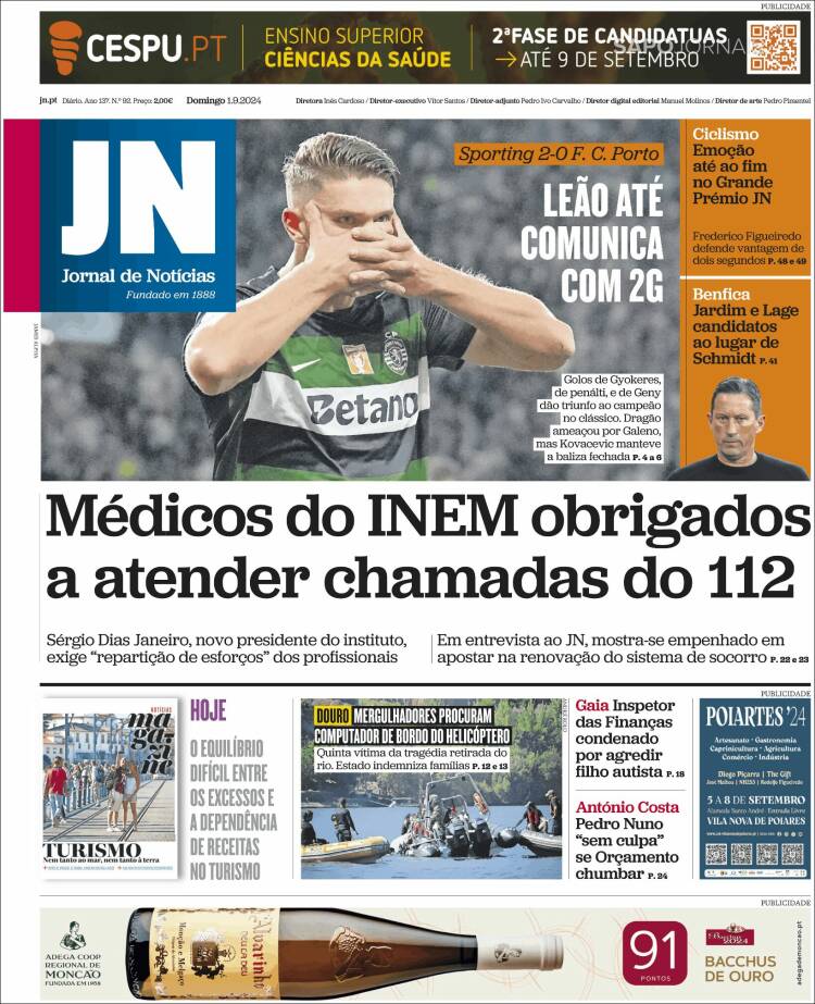 Portada de Jornal de Notícias (Portugal)