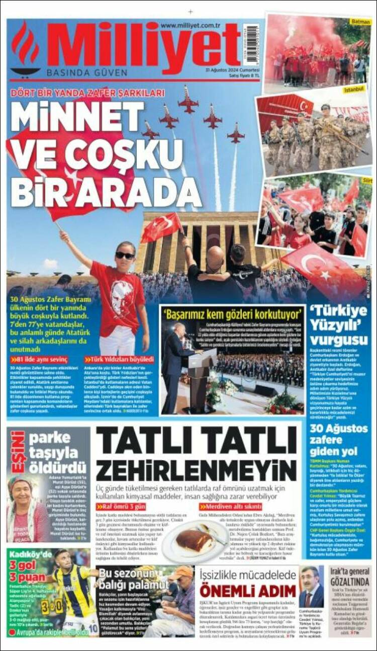 Portada de Milliyet (Turqu&iacute;a)