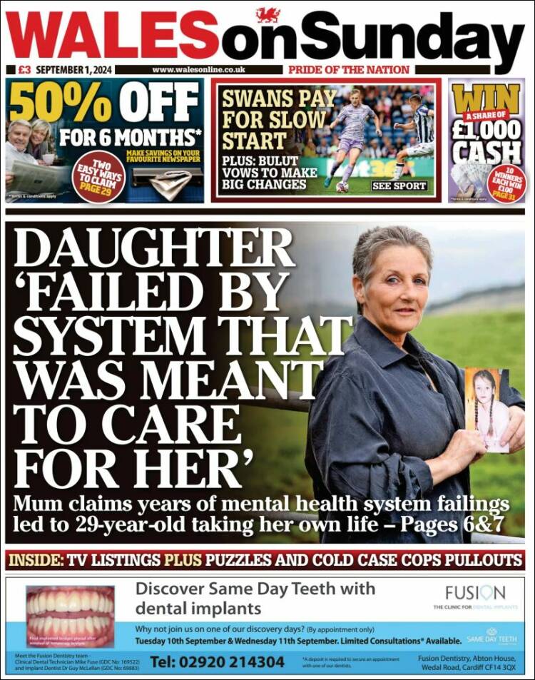 Portada de Western Mail (Reino Unido)