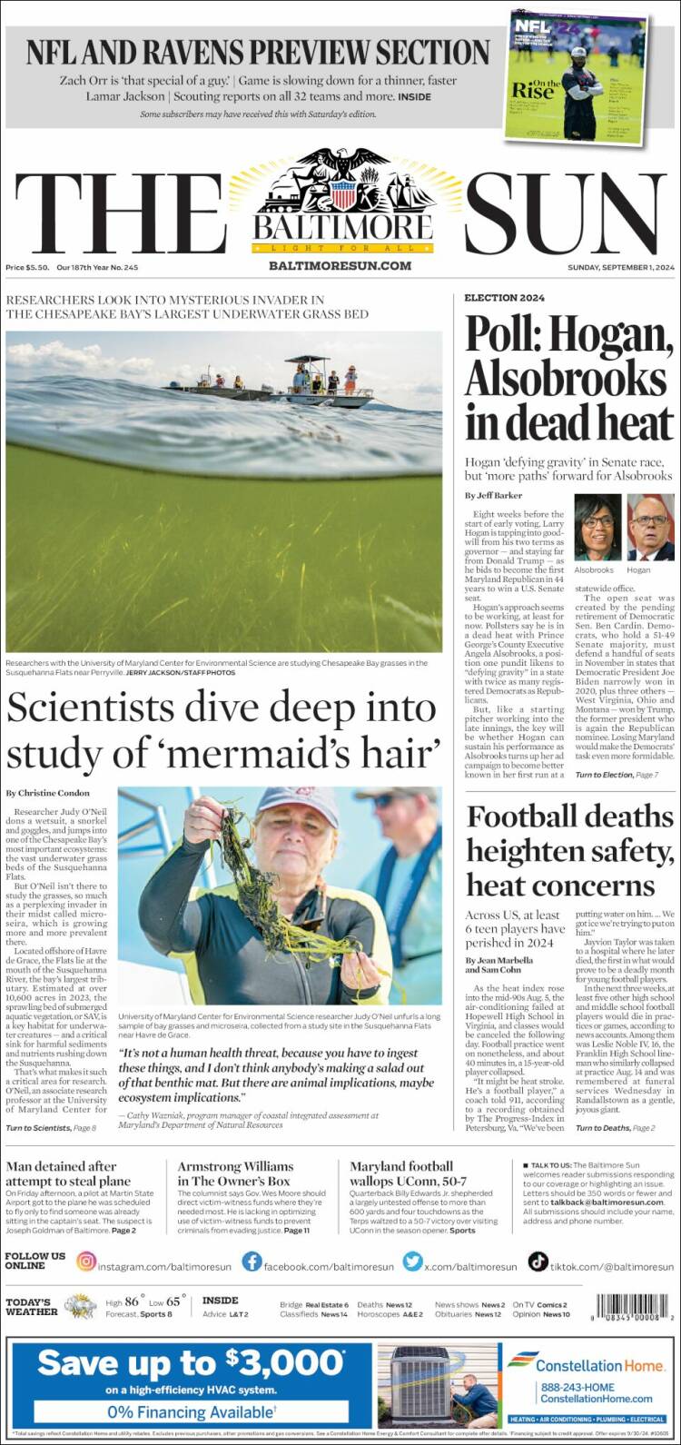 Portada de The Baltimore Sun (USA)