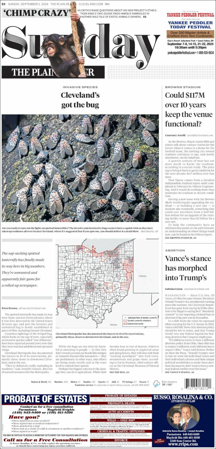 Portada de The Plain Dealer (USA)