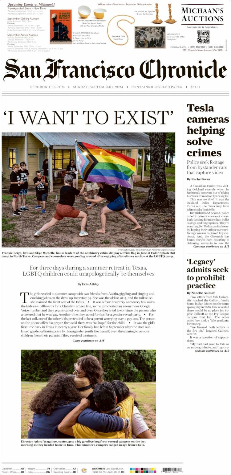 Portada de San Francisco Chronicle (USA)