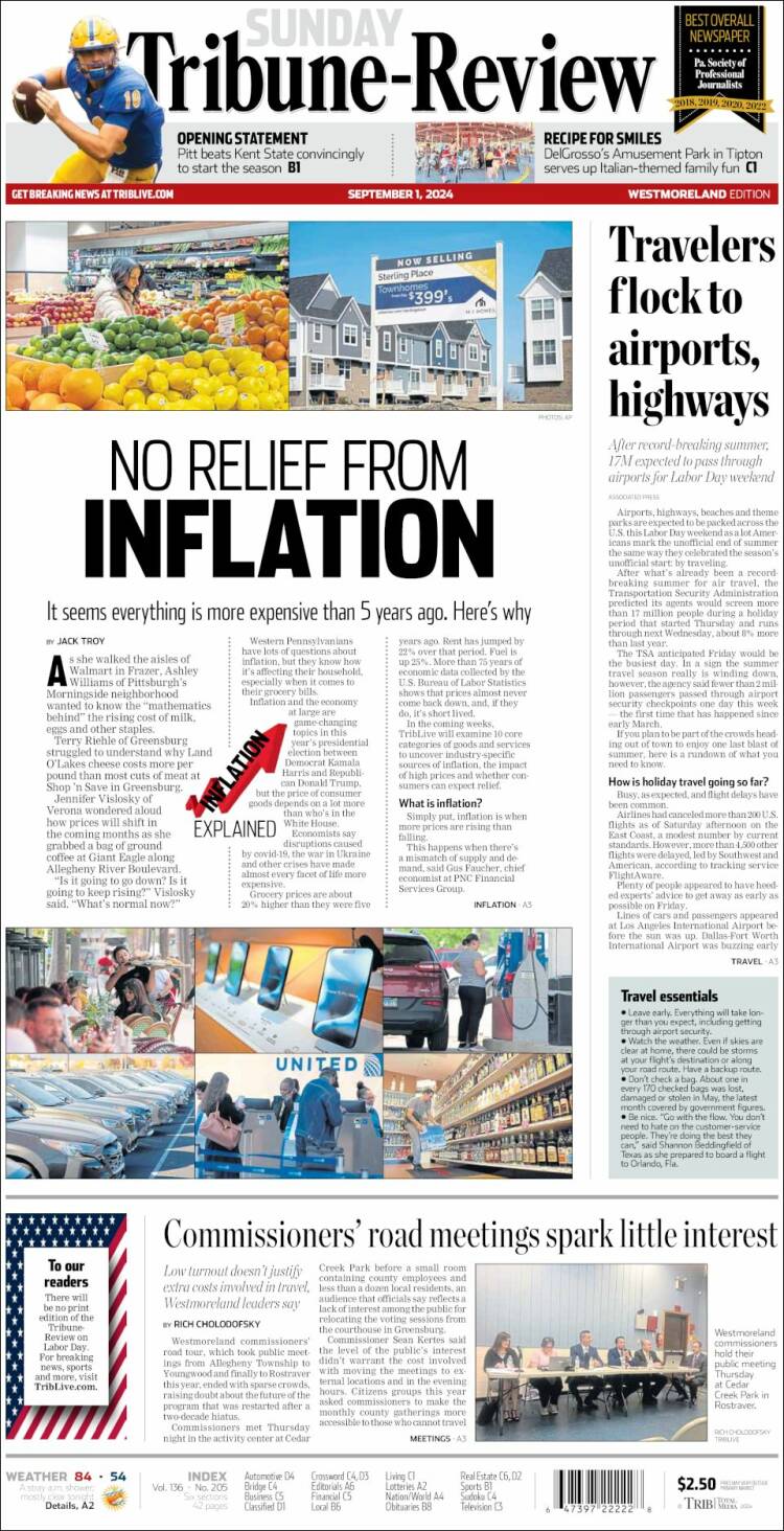 Portada de Tribune-Review (USA)