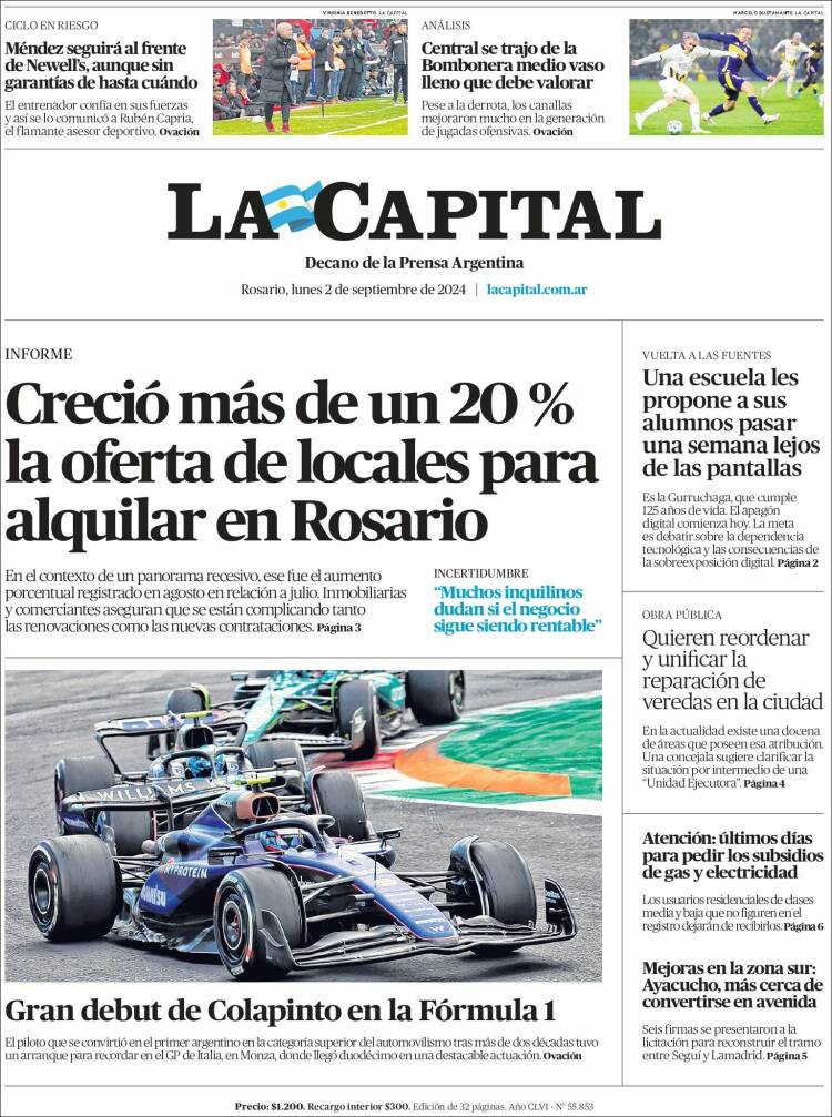 Portada de La Capital - Rosario (Argentina)