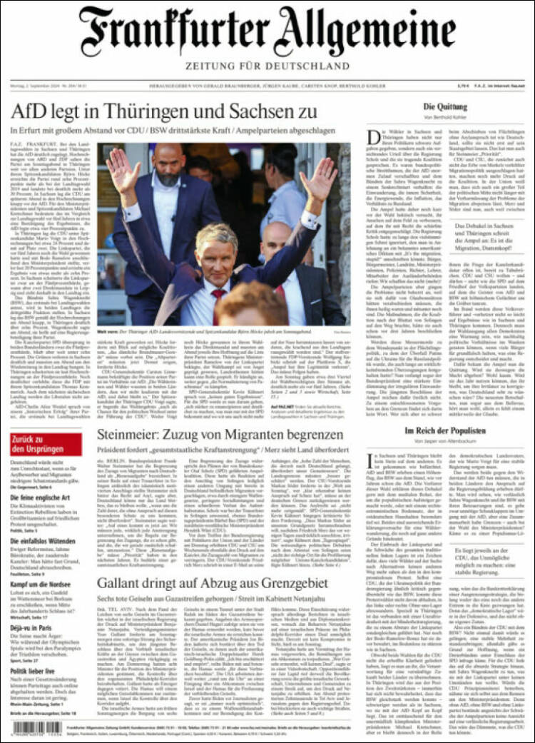 Portada de Frankfurter Allgemeine (Alemania)