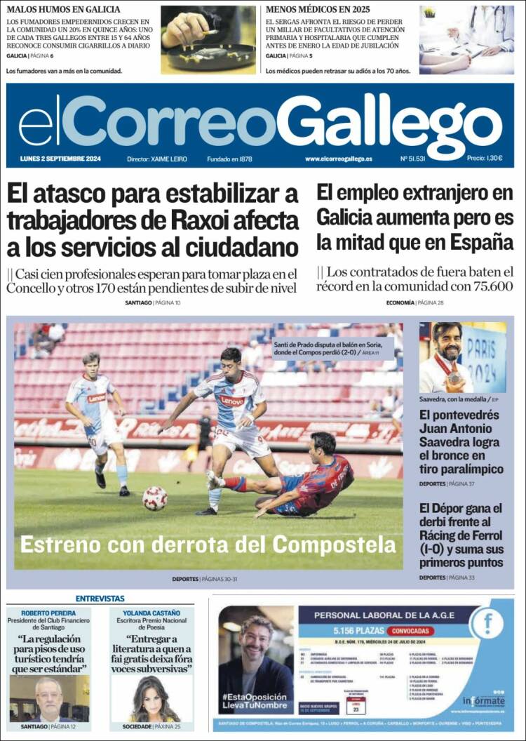 Portada de El Correo Gallego (España)