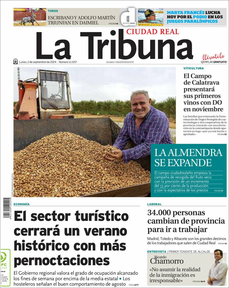 Portada de La Tribuna de Ciudad Real (España)