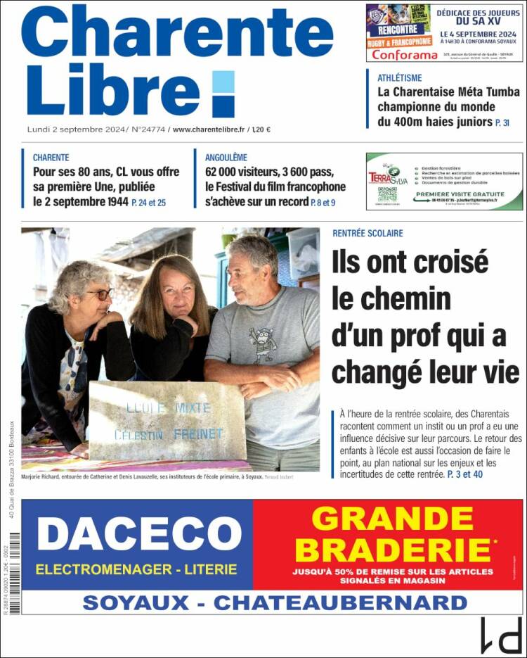 Portada de Charente Libre (Francia)
