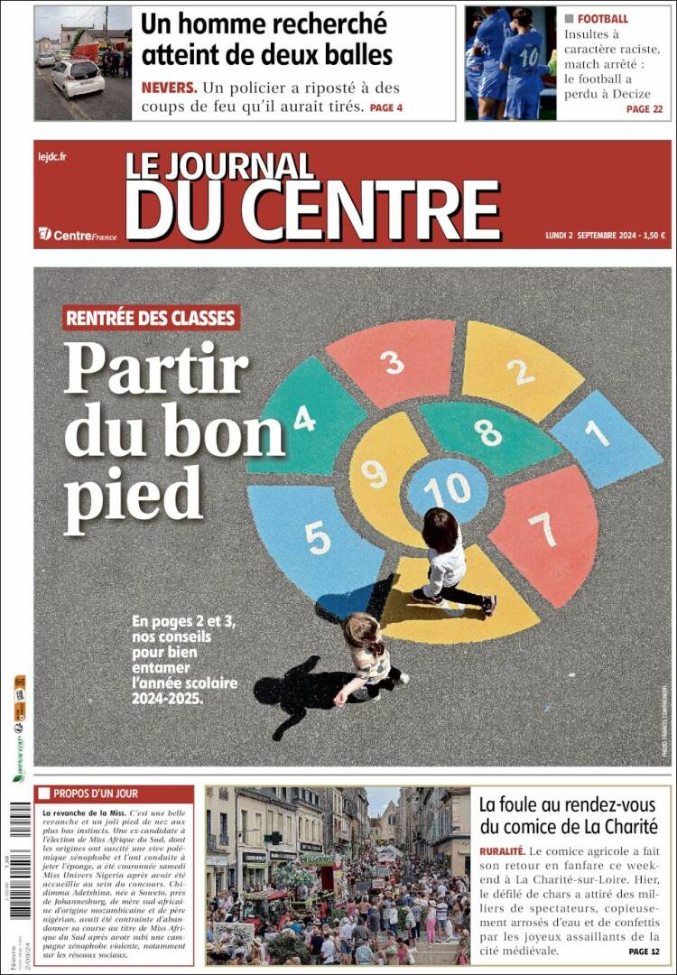 Portada de Le Journal du Centre (Francia)