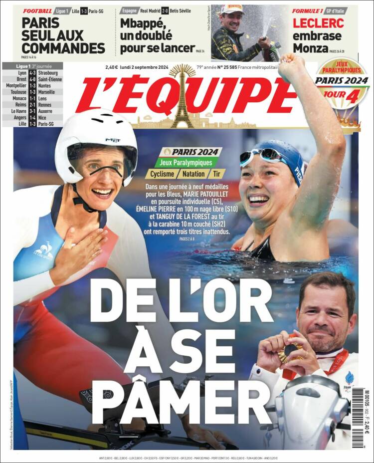 Portada de L'Equipe (Francia)