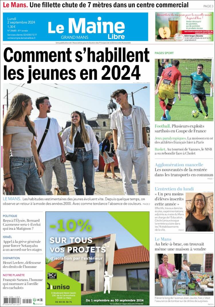 Portada de Le Maine Libre (Francia)