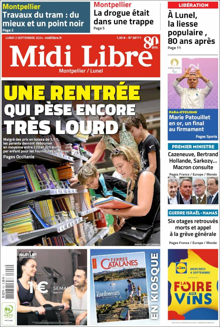 Portada de Midi Libre (Francia)