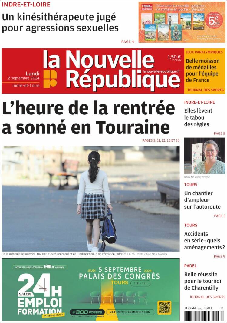 Portada de La Nouvelle Republique (Francia)