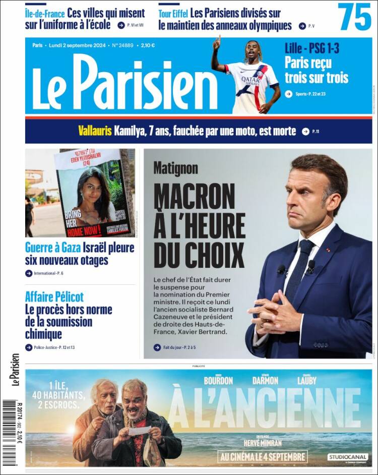 Portada de Le Parisien (Francia)