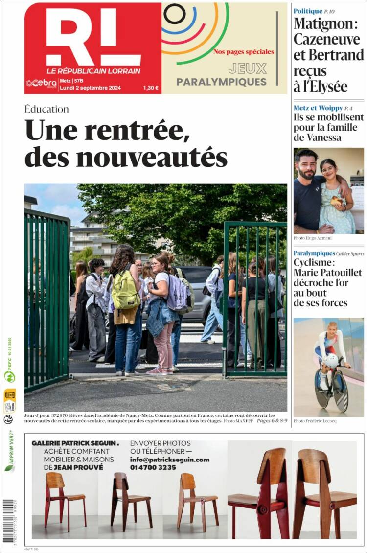 Portada de Le Republicain Lorrain (Francia)