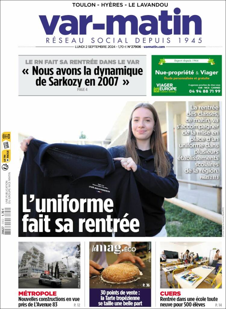 Portada de Var-Matin (Francia)