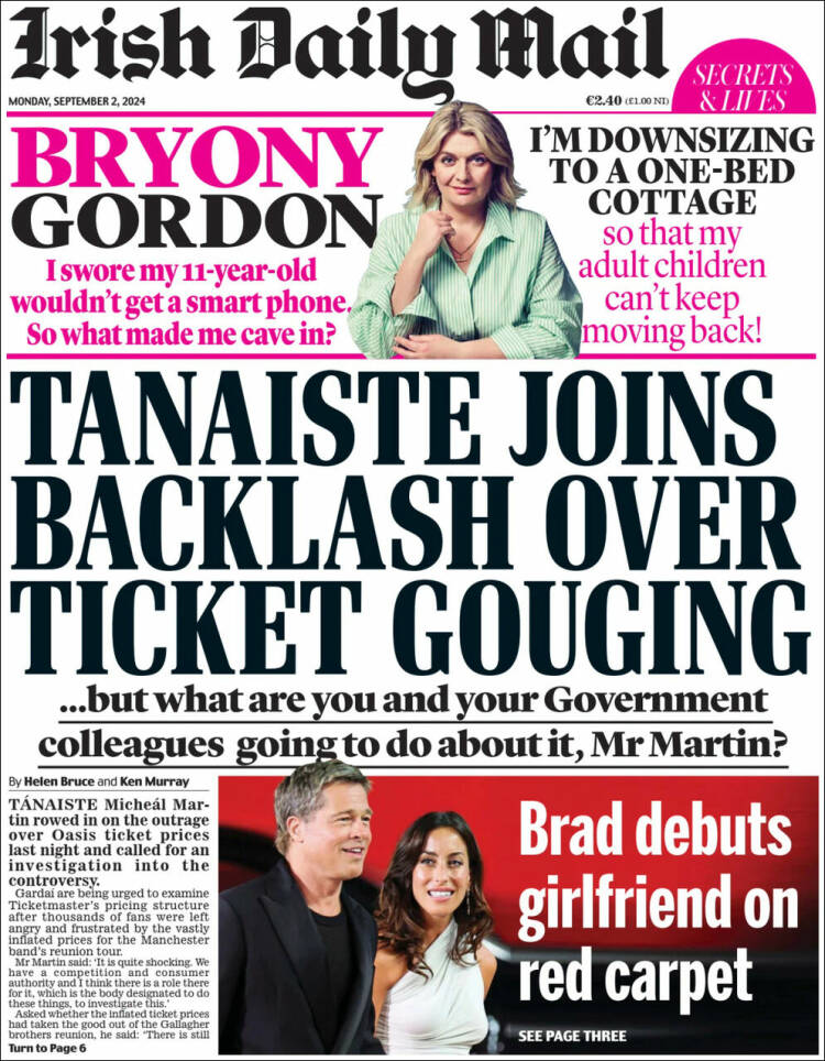 Portada de Irish Daily Mail (Irlanda)