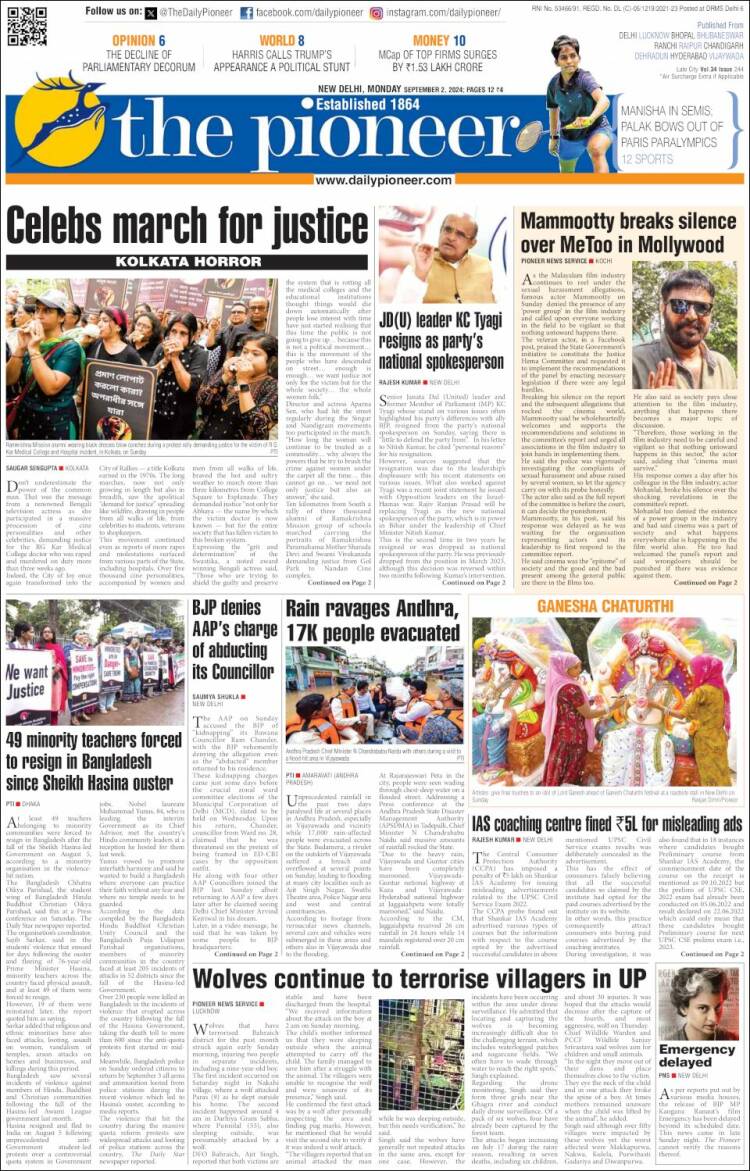 Portada de The Pioneer (India)