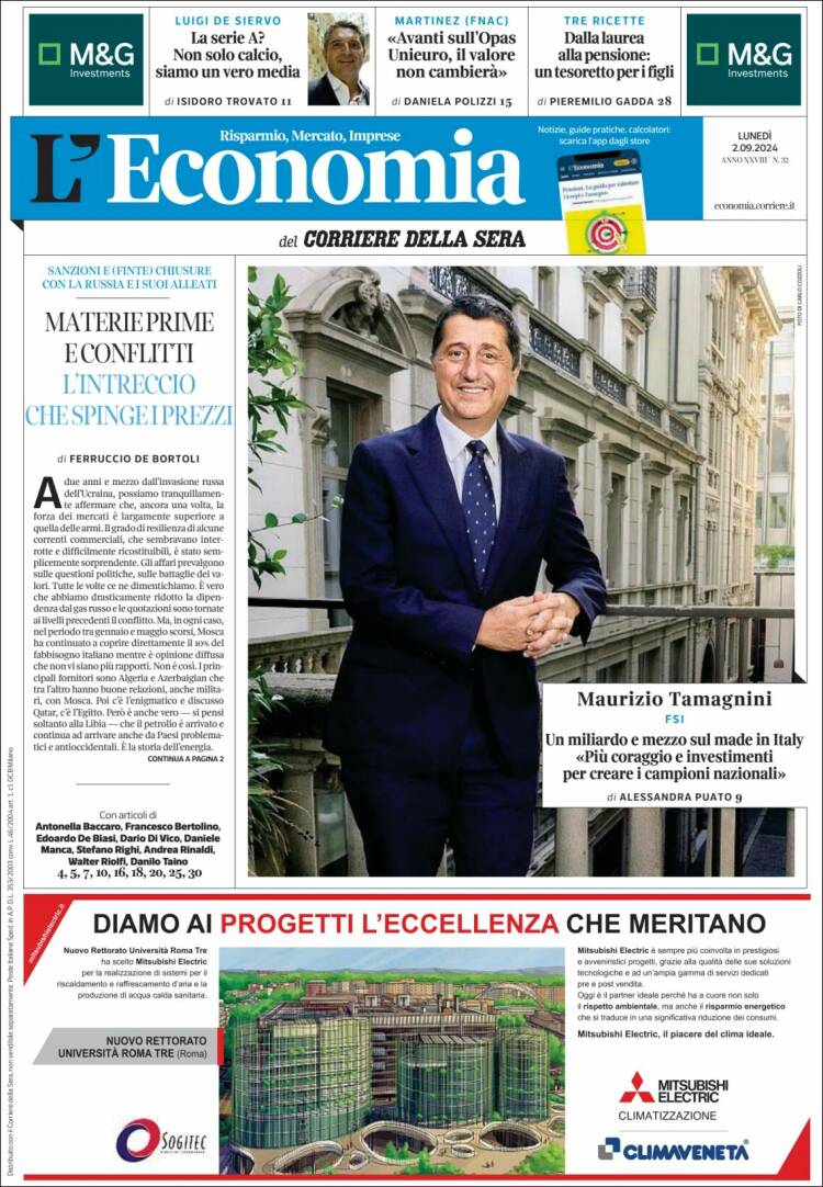 Portada de L'Economia (Italia)