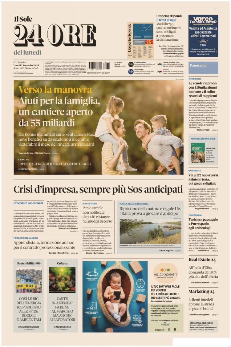 Portada de Il Sole 24 ORE (Italie)