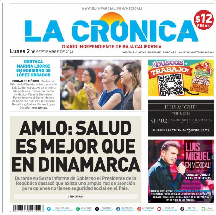 Portada de La Crónica de Baja California (M&eacute;xico)