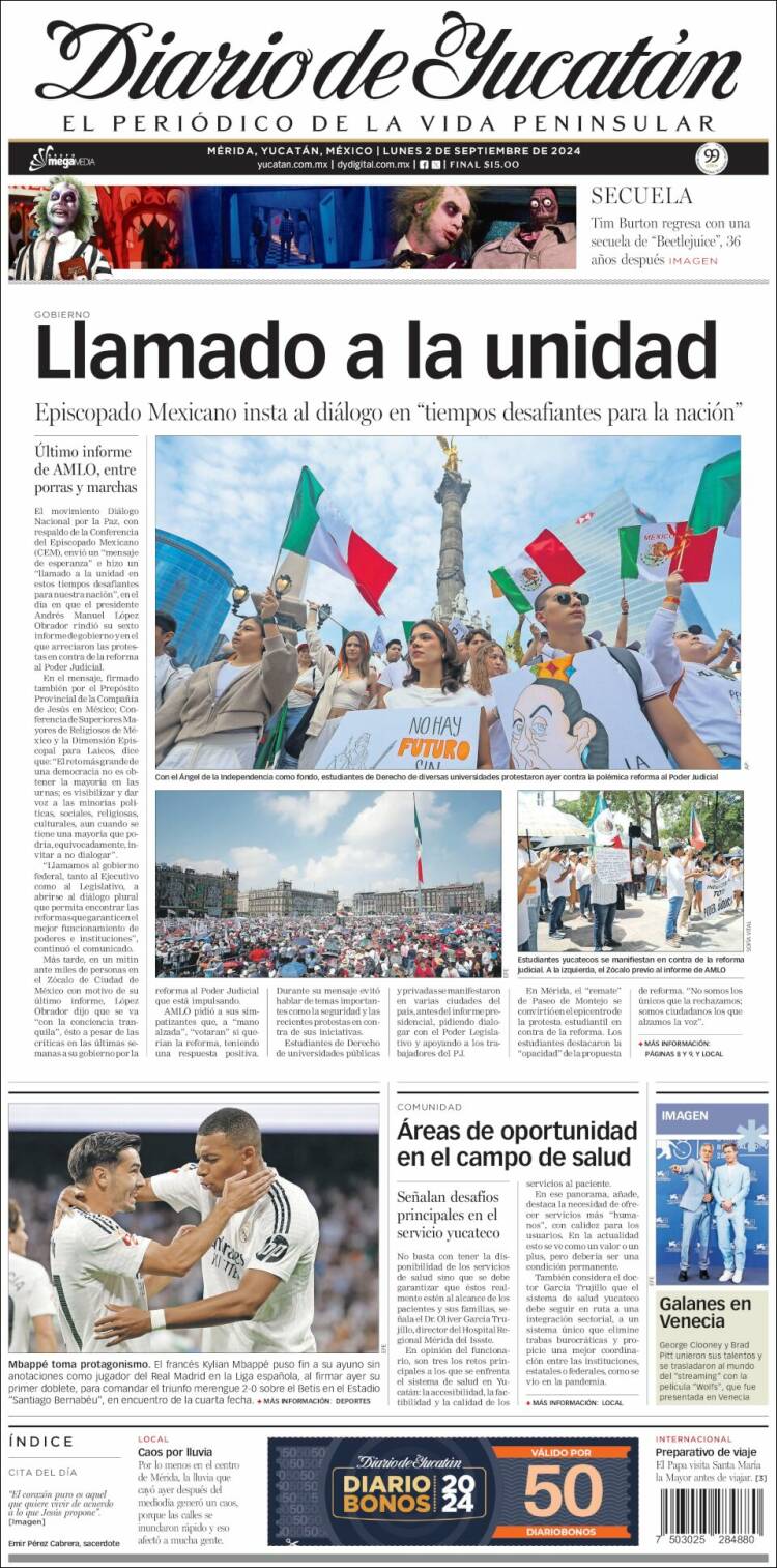 Portada de Diario de Yucatán (M&eacute;xico)