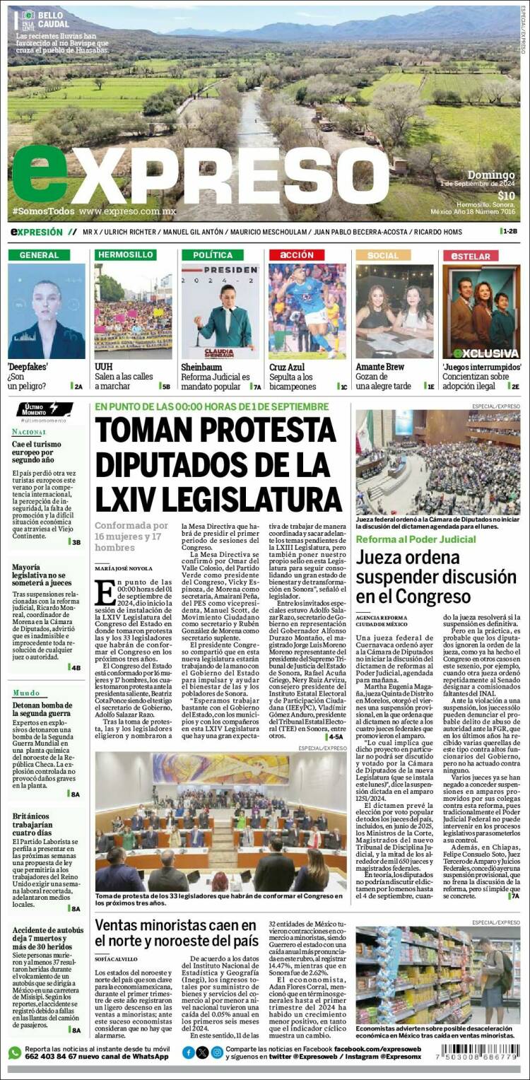 Portada de Expreso (M&eacute;xico)