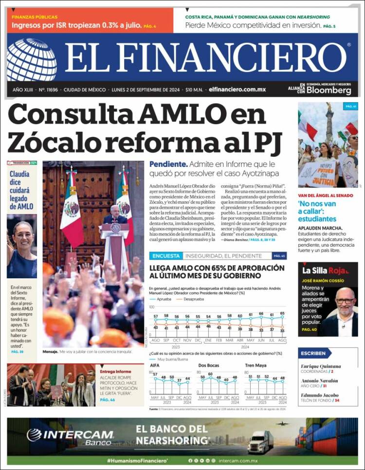 Portada de El Financiero (M&eacute;xico)