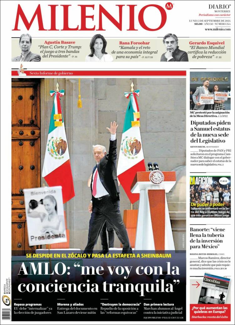 Portada de Milenio de Monterrey (M&eacute;xico)