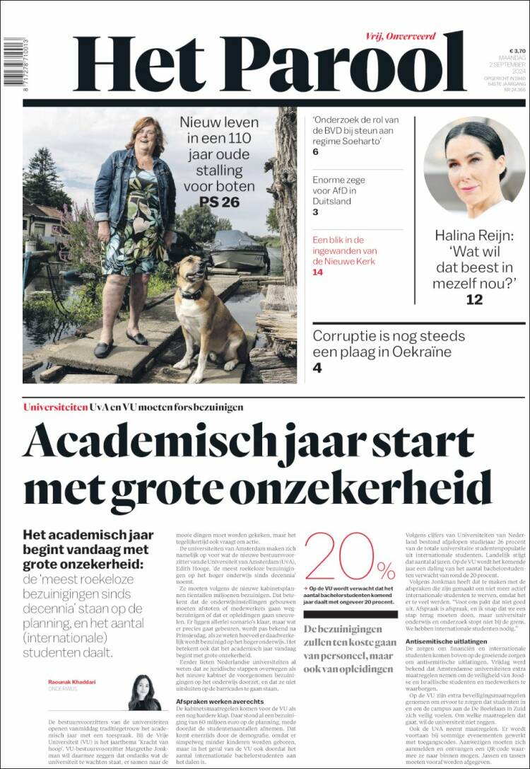 Portada de Het Parool (Pa&iacute;ses Bajos)