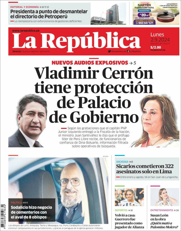 Portada de La Republica (Per&uacute;)