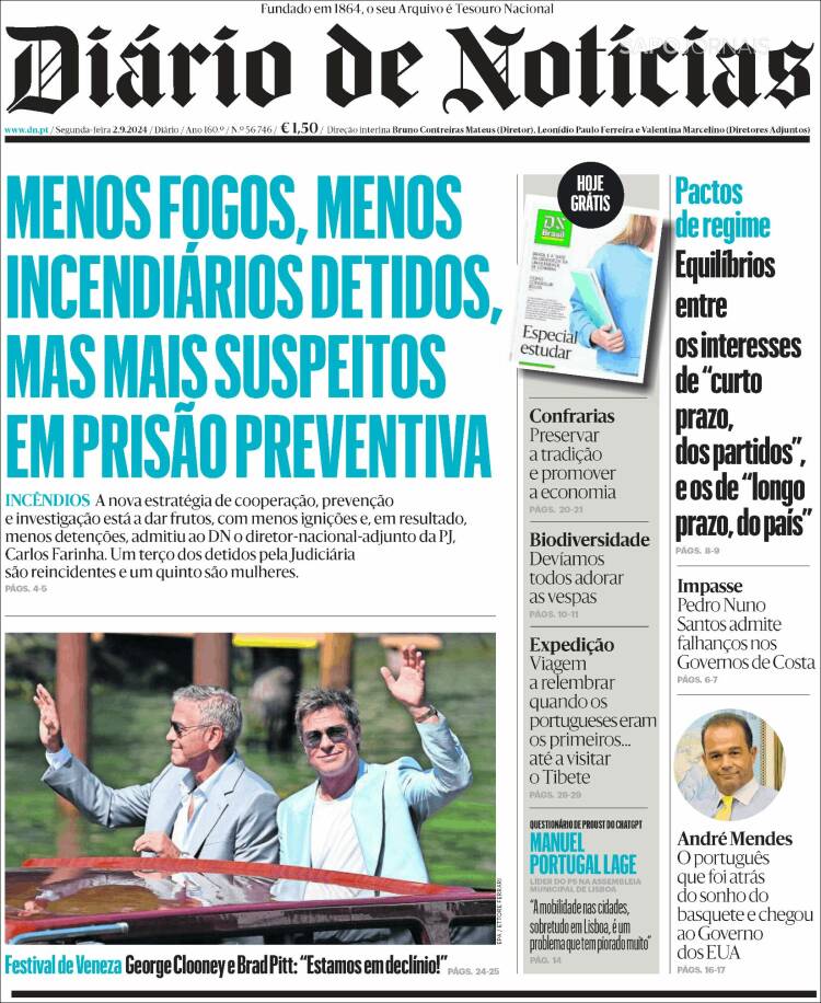 Portada de Diário de Noticias (Portugal)
