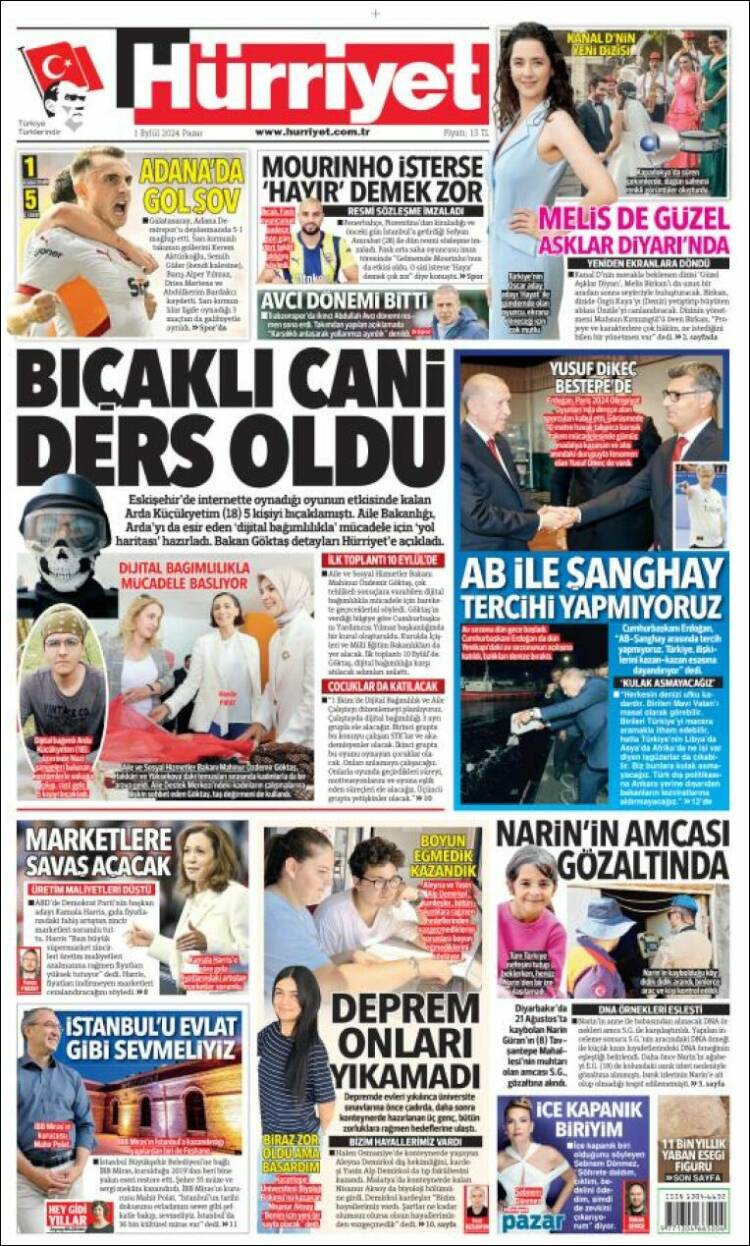 Portada de Hürriyet (Turqu&iacute;a)